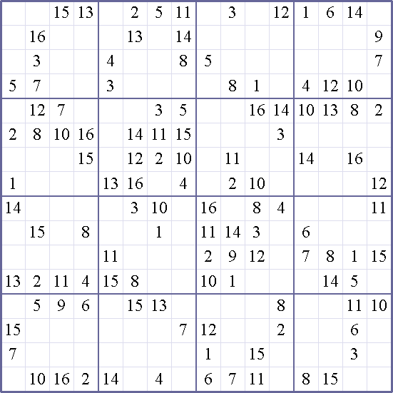 Sudoku Weekly Free Online Printable Sudoku Games! 16x16 Puzzle